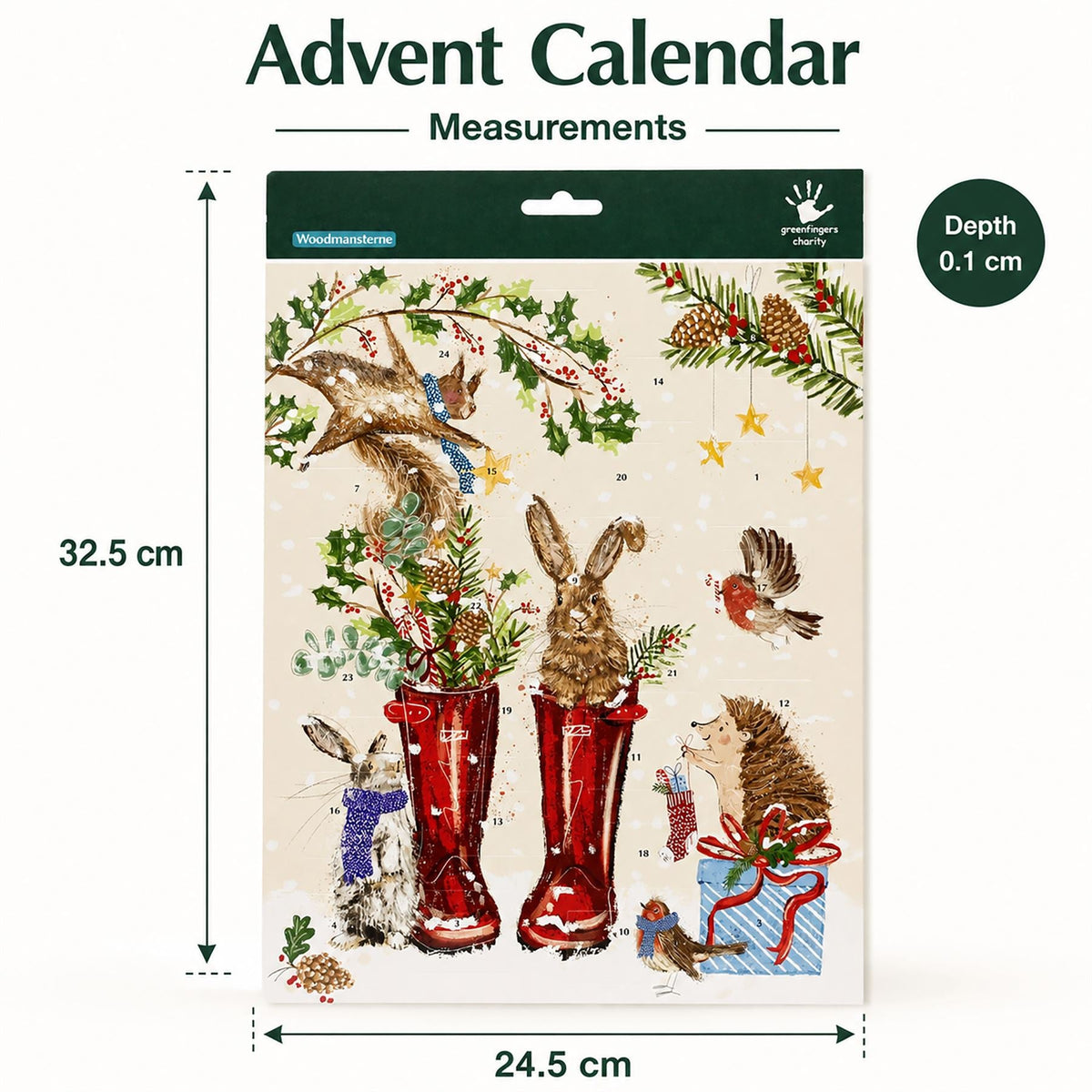 Christmas Wellies Traditional Picture Advent Calendar, 24 Door Calendar, 32.5cm Advent Calendar - Tophatter Daily Deals