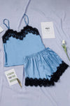 Lace Detail Spaghetti Strap Top and Shorts Lounge Set Loungewear Sets - Tophatter Daily Deals