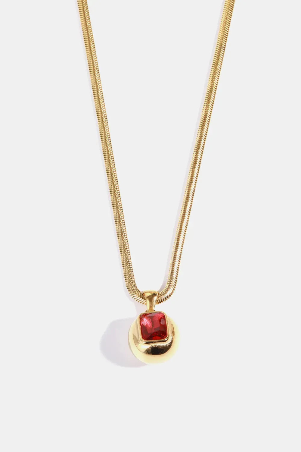 Zircon 18K Gold-Plated Geometrical Shape Pendant Necklace Deep Red One Size Necklaces - Tophatter Daily Deals