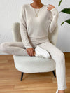 Ribbed Top and Pants Lounge Set Ivory Loungewear Sets - Tophatter Daily Deals