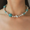 Artificial Turquoise Alloy Bead Necklace Necklaces - Tophatter Daily Deals