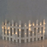 White Wooden LED Light Up Snow Topped Glitter Christmas Tree Fence | Snow Capped Picket Fence For Christmas Tree | White Wooden Christmas Tree Skirt Picket Fence Border - 100 x 40cm Tree Skirt - Tophatter Daily Deals
