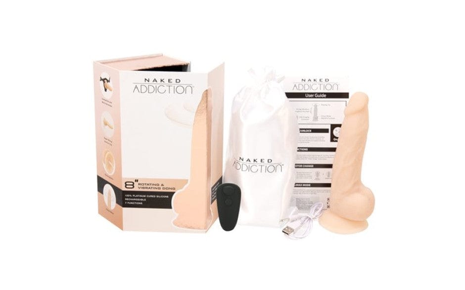 Rotating 8 Inch Vibrating Dildo with Remote in Vanilla > Dildos > Strap On Dildos - Tophatter Daily Deals