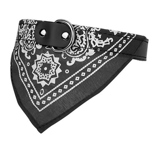 Adjustable Bandana Leather Pet Collar Black Pet Supplies - Tophatter Daily Deals