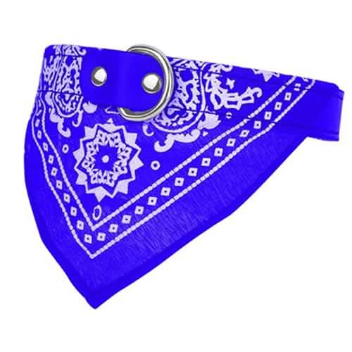 Adjustable Bandana Leather Pet Collar Blue Pet Supplies - Tophatter Daily Deals