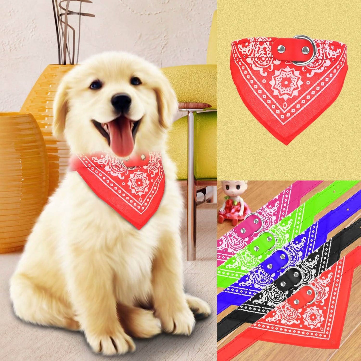 Adjustable Bandana Leather Pet Collar Pet Supplies - Tophatter Daily Deals