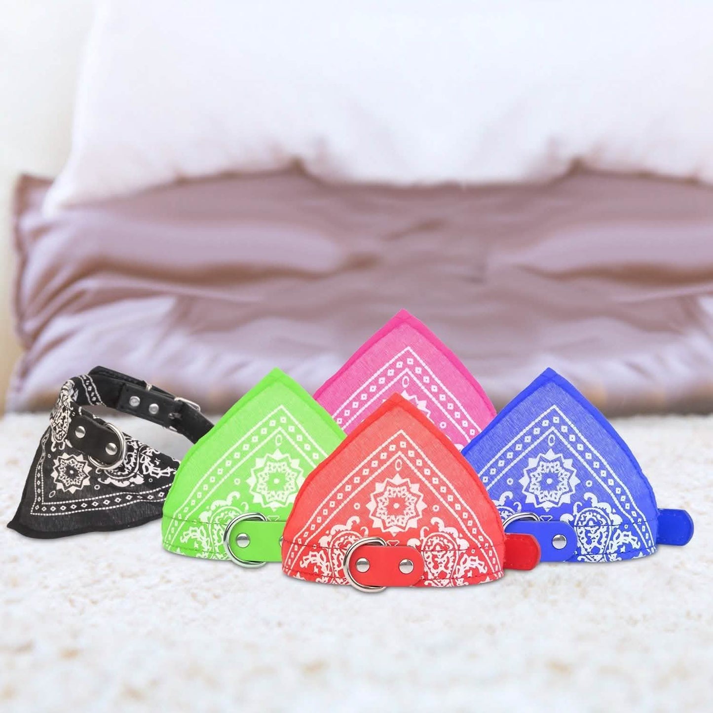 Adjustable Bandana Leather Pet Collar Pet Supplies - Tophatter Daily Deals