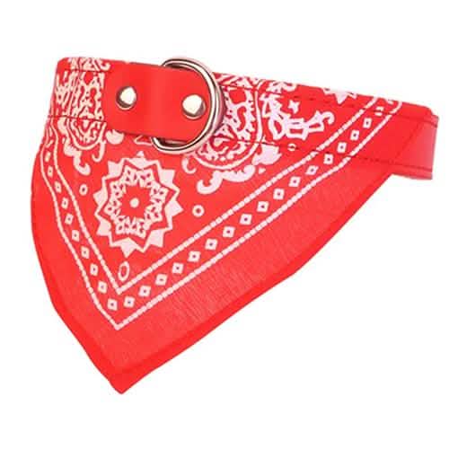 Adjustable Bandana Leather Pet Collar Red Pet Supplies - Tophatter Daily Deals