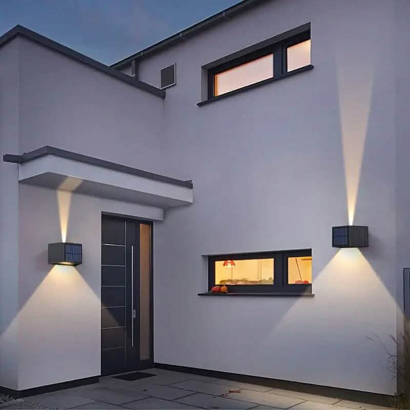 Adjustable Beam Solar Wall Sconce Outdoor Light with 140 Lumens Solar Outdoor Lights - Tophatter Daily Deals