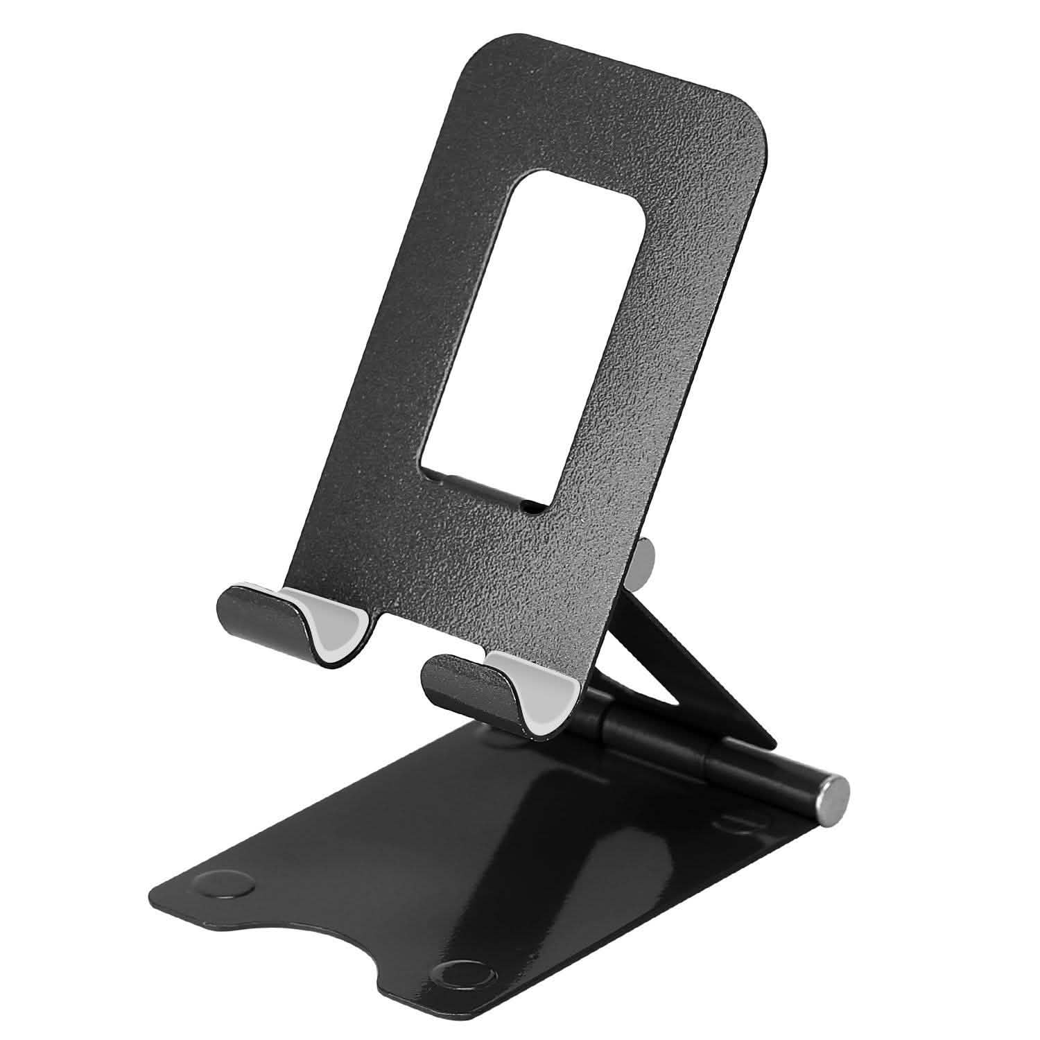 Adjustable Foldable Desktop Phone Stand Black Mobile Accessories - Tophatter Daily Deals
