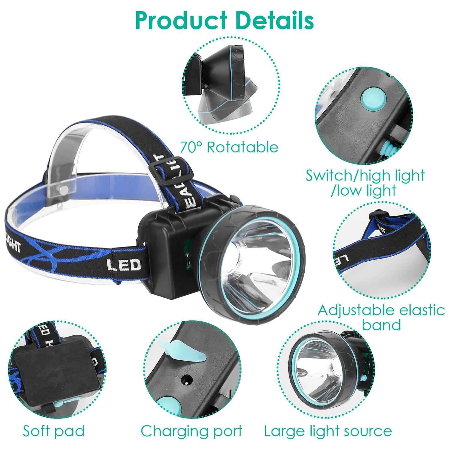 Adjustable Rechargeable LED Spotlight Headlight Outdoor Recreation - Tophatter Daily Deals