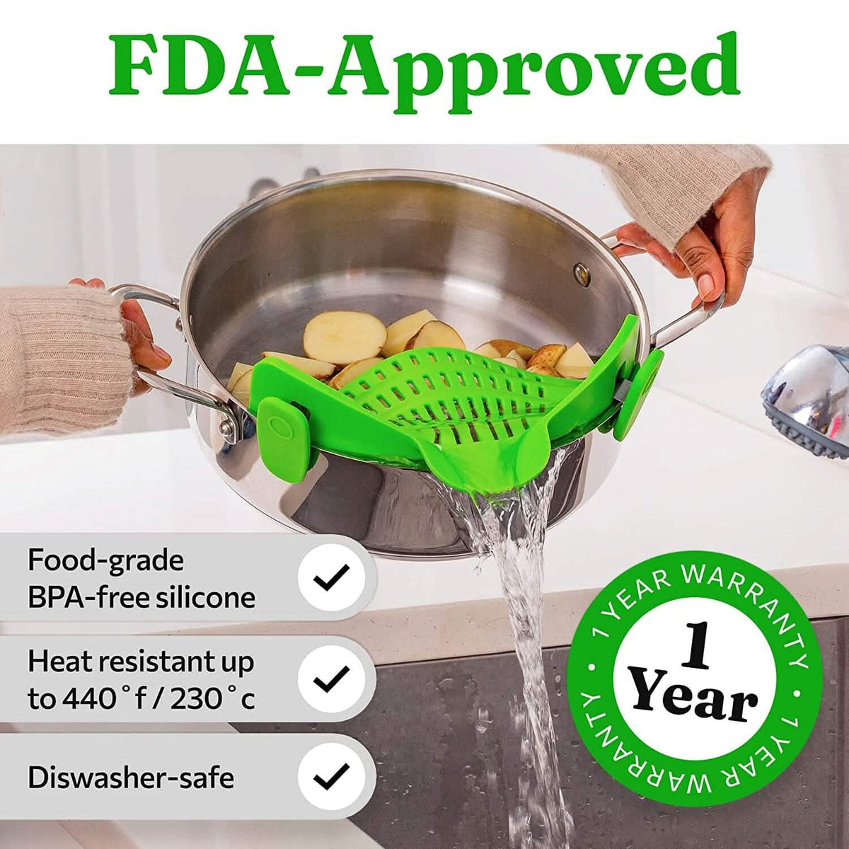 Adjustable Silicone Pot Strainer and Pasta Strainer Kitchen Tools & Gadgets - Tophatter Daily Deals