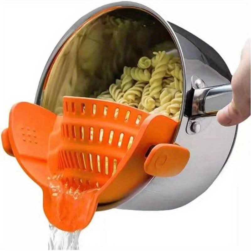 Adjustable Silicone Pot Strainer and Pasta Strainer Orange Kitchen Tools & Gadgets - Tophatter Daily Deals