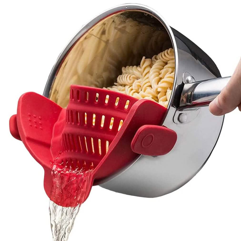 Adjustable Silicone Pot Strainer and Pasta Strainer Red Kitchen Tools & Gadgets - Tophatter Daily Deals