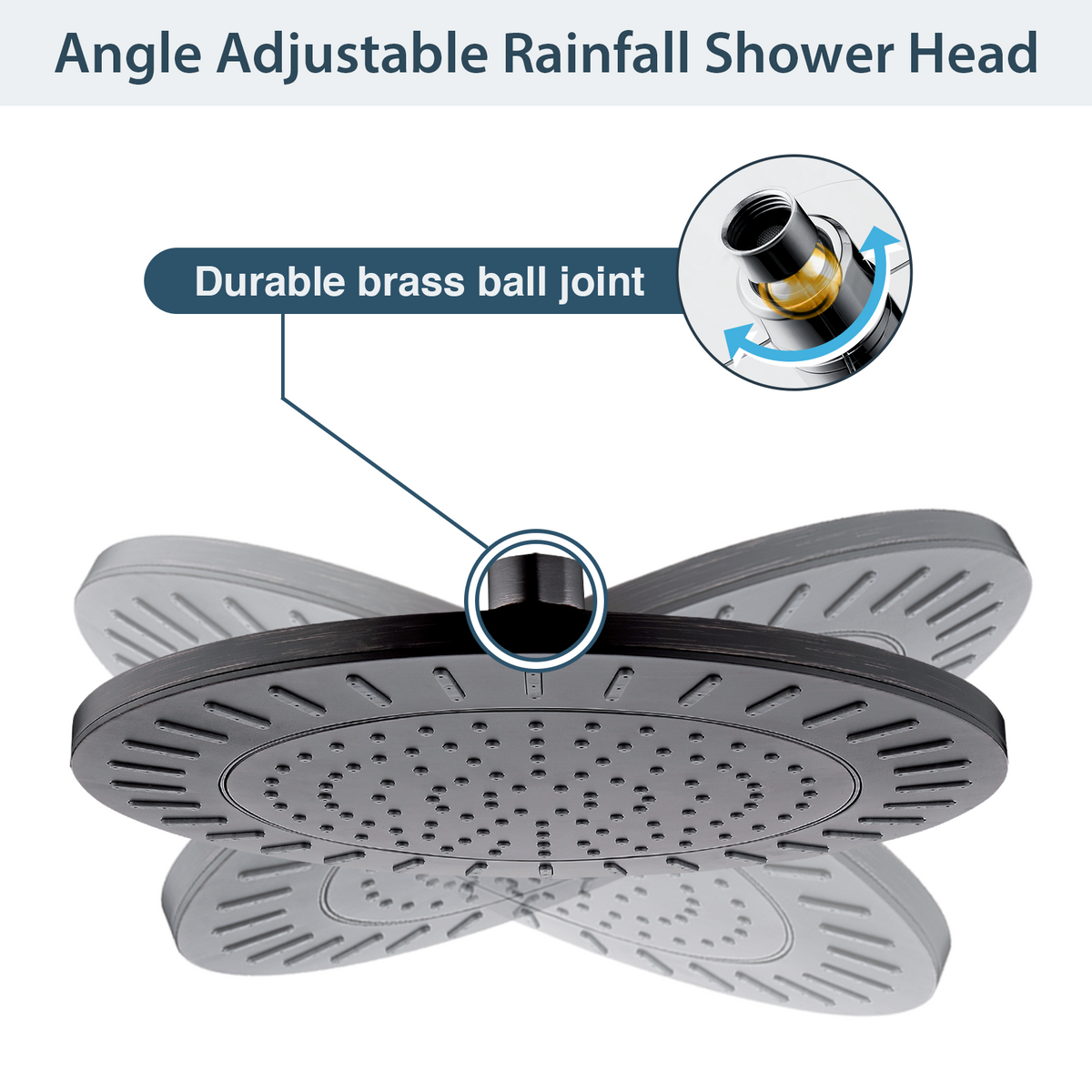 Bright Showers Waterfall Shower Head with Adjustable Angle and Anti-clogging Silicone Nozzles,9 inch Home Improvement - Tophatter Daily Deals