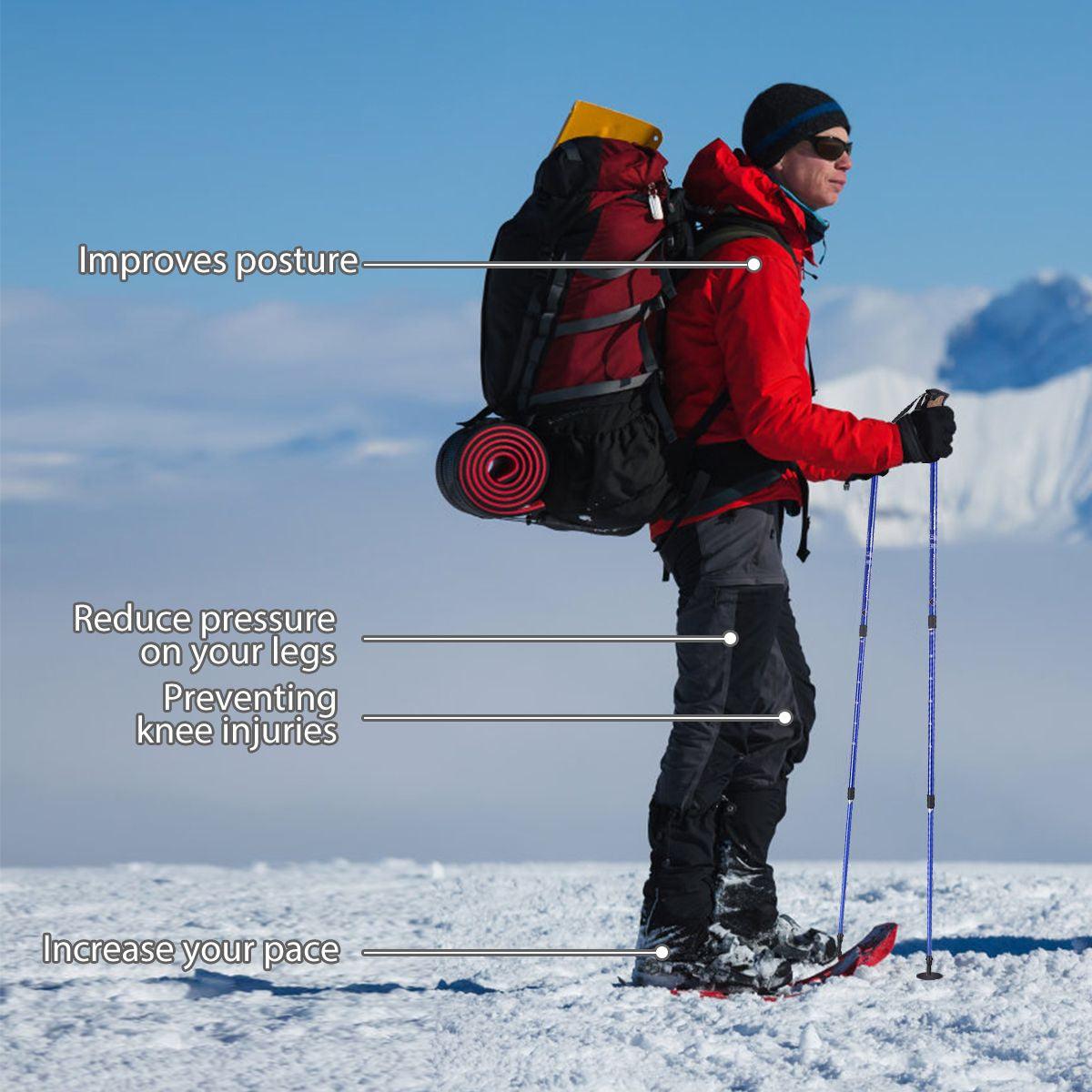 Adjustable Hiking Pole - Telescopic Walking Poles Set 3-Section Anti Shock Trekking Stick trekking - Tophatter Daily Deals