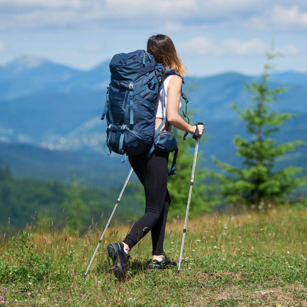 Adjustable Hiking Pole - Telescopic Walking Poles Set 3-Section Anti Shock Trekking Stick trekking - Tophatter Daily Deals
