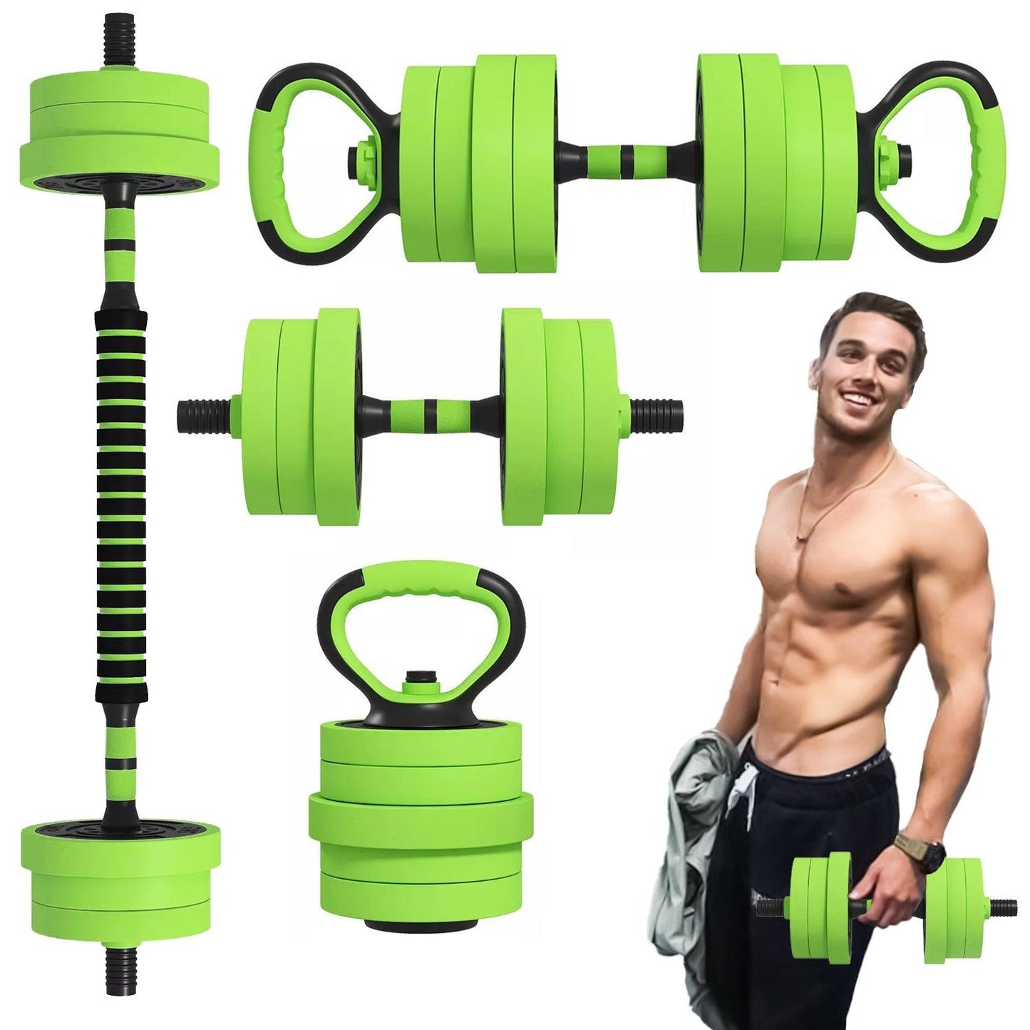 Adjustable Weight Dumbbells Set - 20 Kg Barbell set Barbell Bar Gym Weight Lifting Push Up Stand Exercise & Fitness - Tophatter Daily Deals