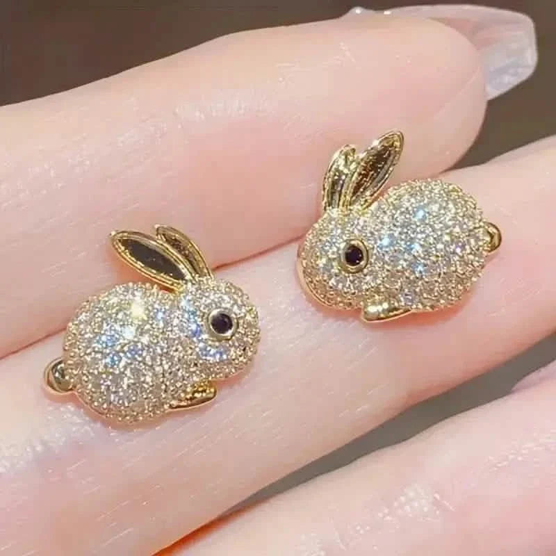 Adorable Rabbit-shaped Earrings Gold Earrings - Tophatter Daily Deals