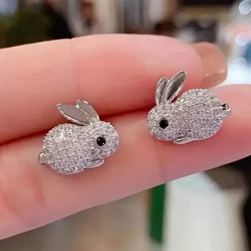 Adorable Rabbit-shaped Earrings Silver Earrings - Tophatter Daily Deals