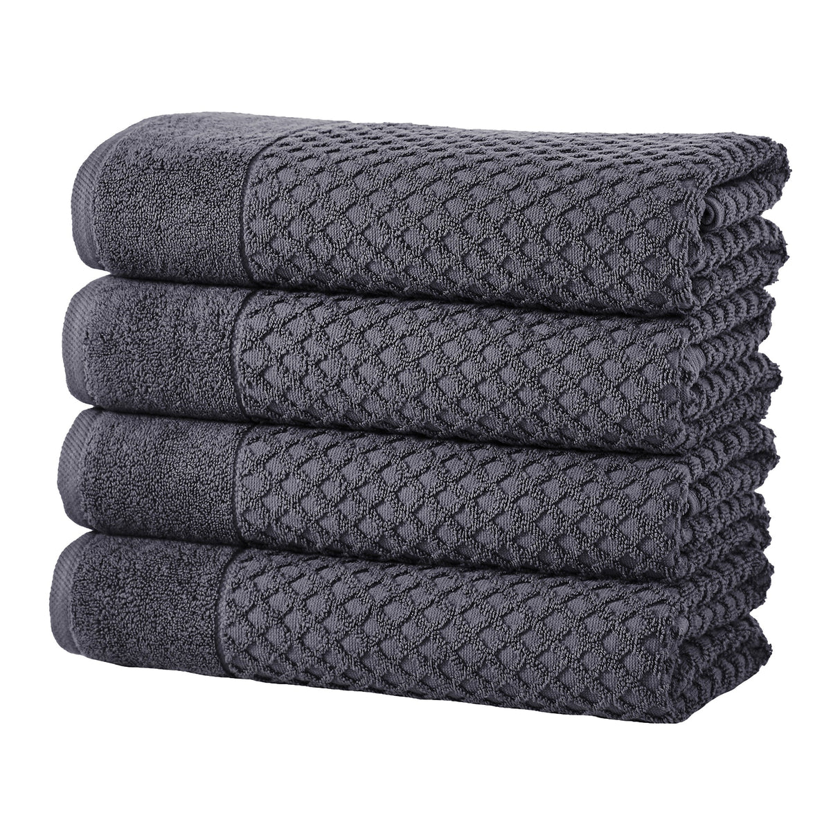 Cotton Diamond Waffle Weave Bath Towel Set - Grayson Collection Bath Towel (Pack of 4) Stone Blue Bath - Tophatter Daily Deals