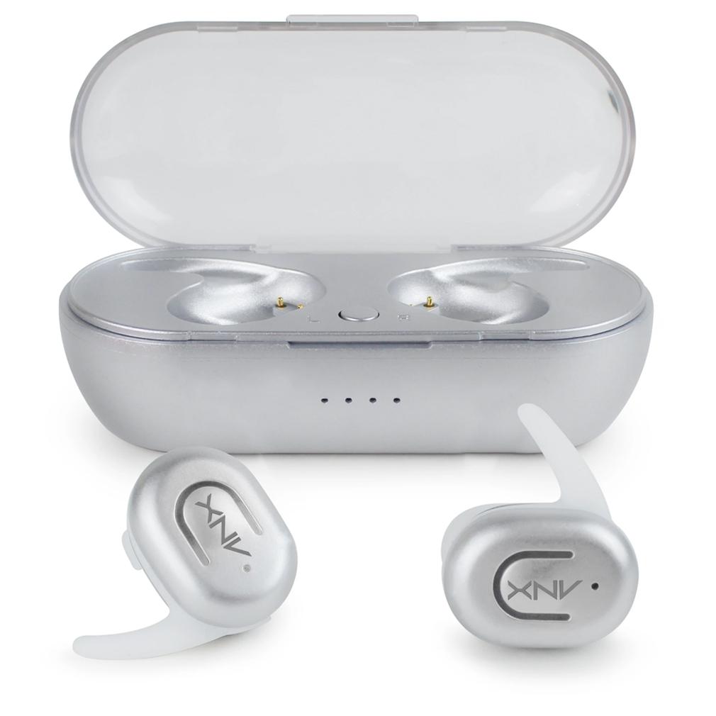 Aduro Sync-Buds True Wireless Earbuds with Charging Case Silver In-Ear Headphones - Tophatter Daily Deals
