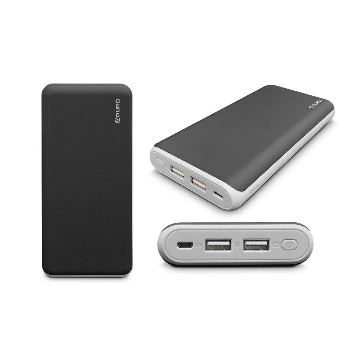 Aduro Ultraboost 20,000mAh Dual USB Backup Battery Black Power Bank - Tophatter Daily Deals