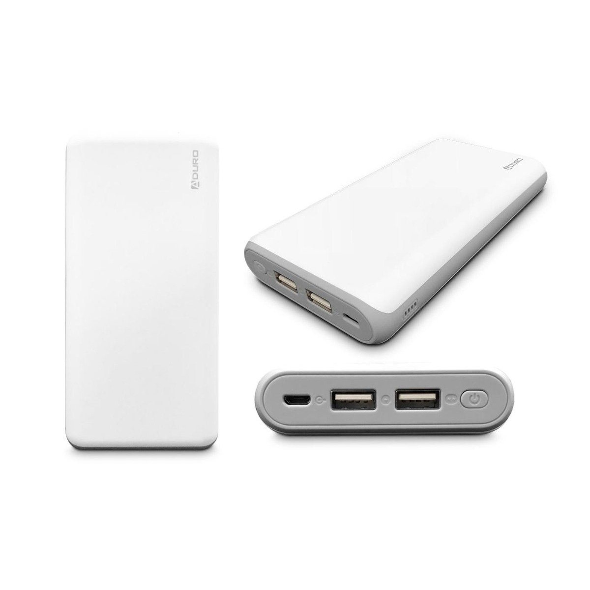 Aduro Ultraboost 20,000mAh Dual USB Backup Battery White Power Bank - Tophatter Daily Deals