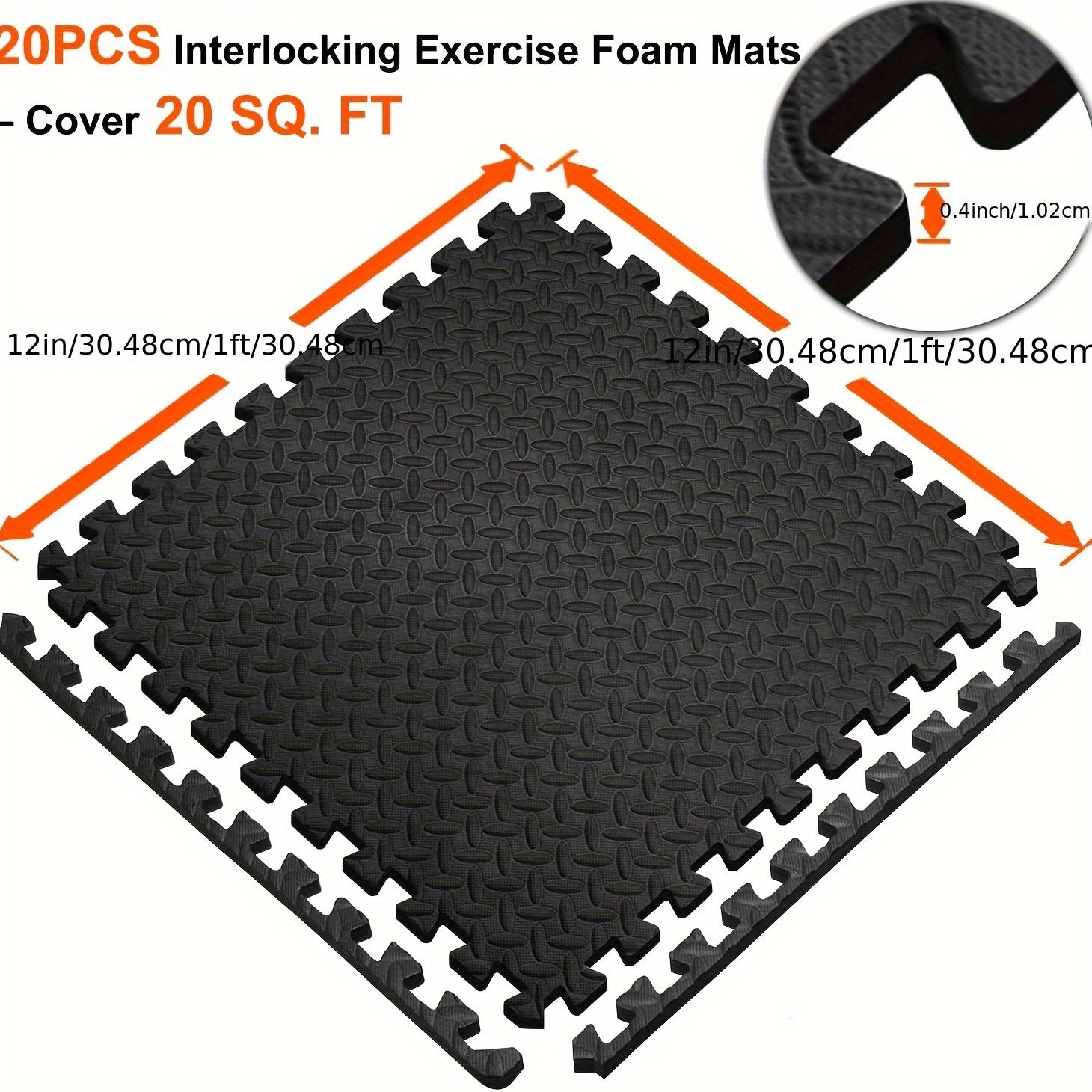 Interlocking Black EVA Fitness Mats Set (20pcs) Yoga & Pilates Mats - Tophatter Daily Deals