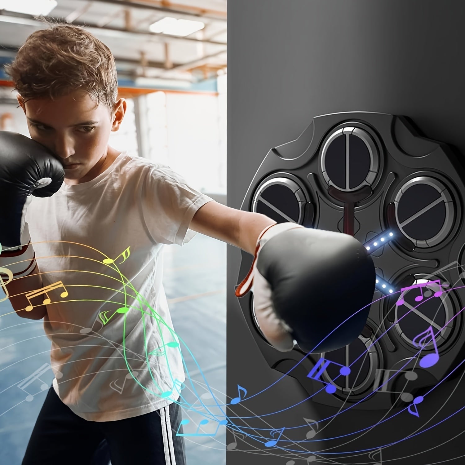 Wall-Mounted Smart Boxing Game with LED & Gloves Punching & Training Bags - Tophatter Daily Deals