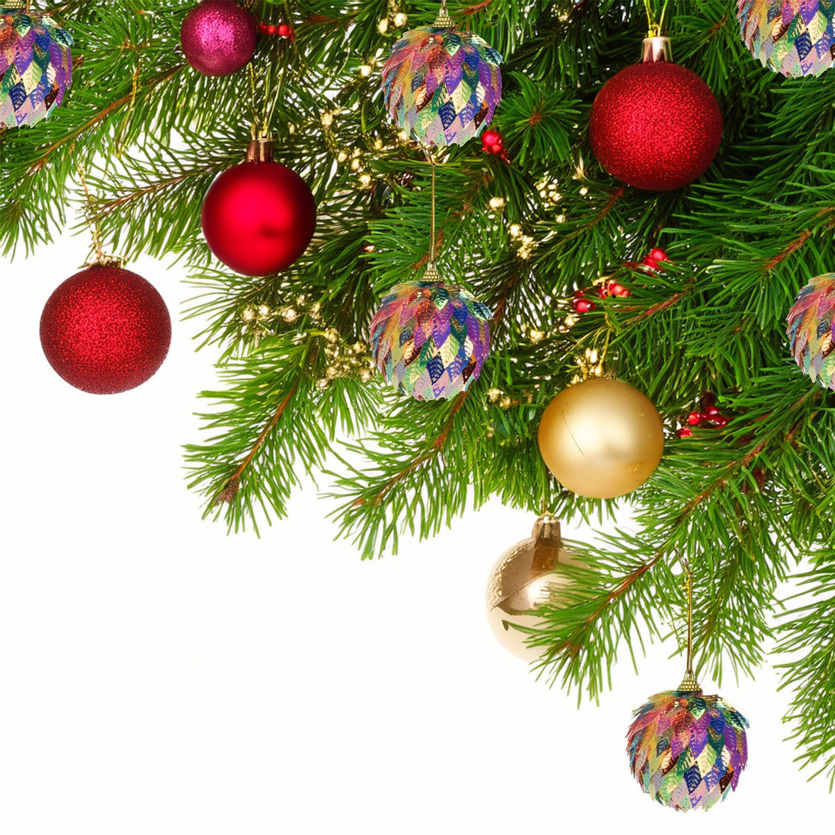 Rainbow Leaf Bauble | Multicoloured Christmas Tree Hanging Ornament - 6cm Baubles - Tophatter Daily Deals