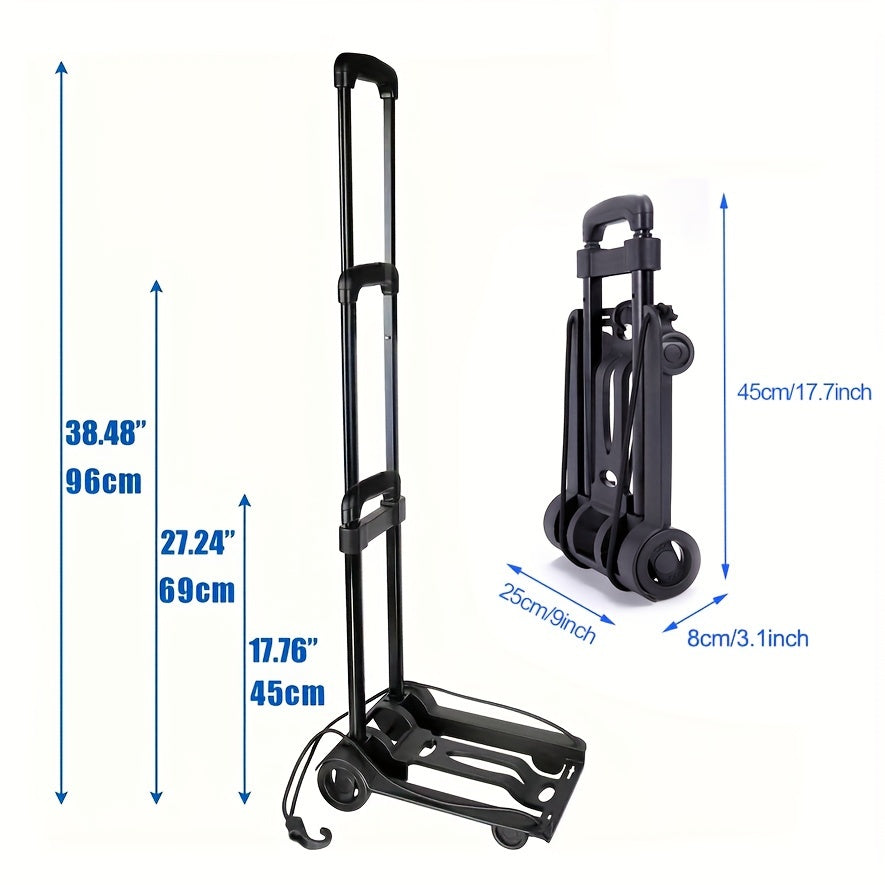 Folding Trolley with 2 Wheels Telescopic Handle Dollies & Hand Trucks - Tophatter Daily Deals