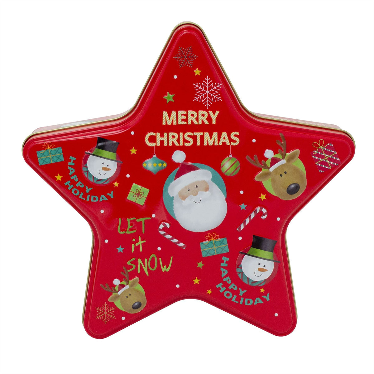 Red Star Christmas Tin Storage Boxes | Cookie Biscuit Tin Star Gift Box 19cm Tin - Tophatter Daily Deals