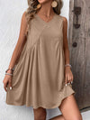 Ruched V-Neck Sleeveless Mini Dress Casual Dresses - Tophatter Daily Deals