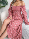 Polka Dot Flounce Sleeve Midi Dress Casual Dresses - Tophatter Daily Deals