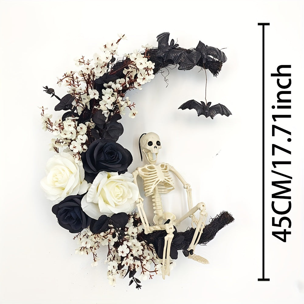 Gothic Halloween Wreath Skull Bats Halloween - Tophatter Daily Deals