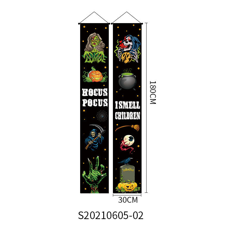 Halloween Doorway Banners Pair Oxford Cloth 180x30cm 14 Style 3D Changing Face Moving Picture Frame - Tophatter Daily Deals
