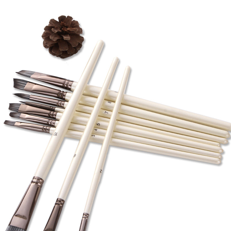 10 Pearl White Watercolor Brushes, Nylon Brushes 0 - Tophatter Daily Deals
