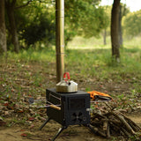 Iron Portable Camping Wood Stove with Chimney Outdoor Grills - Tophatter Daily Deals