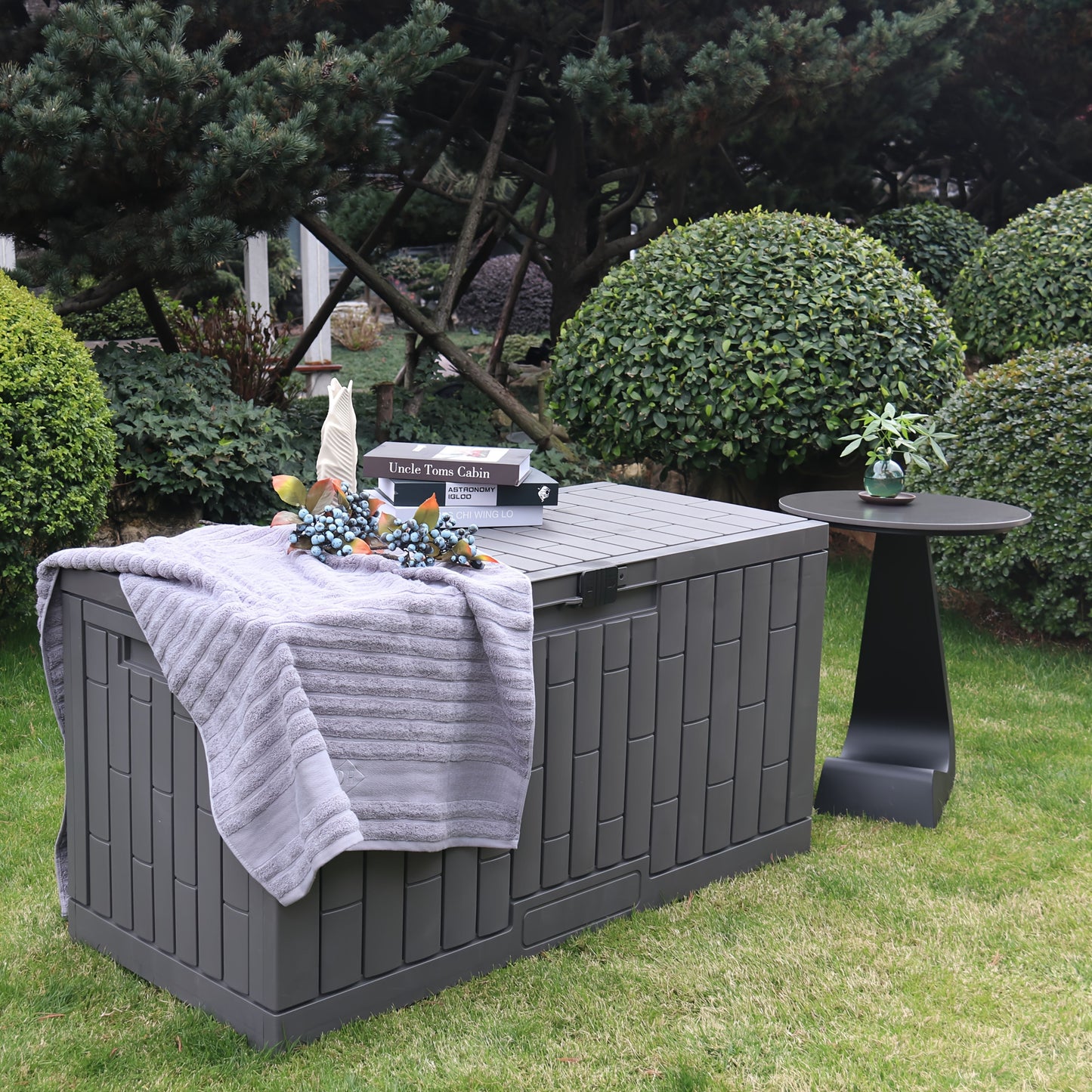 Outdoor Storage Box Lockable Plastic Deck Organizer Outdoor Storage Boxes - Tophatter Daily Deals