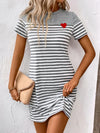 Striped Round Neck Short Sleeve Mini Dress Casual Dresses - Tophatter Daily Deals