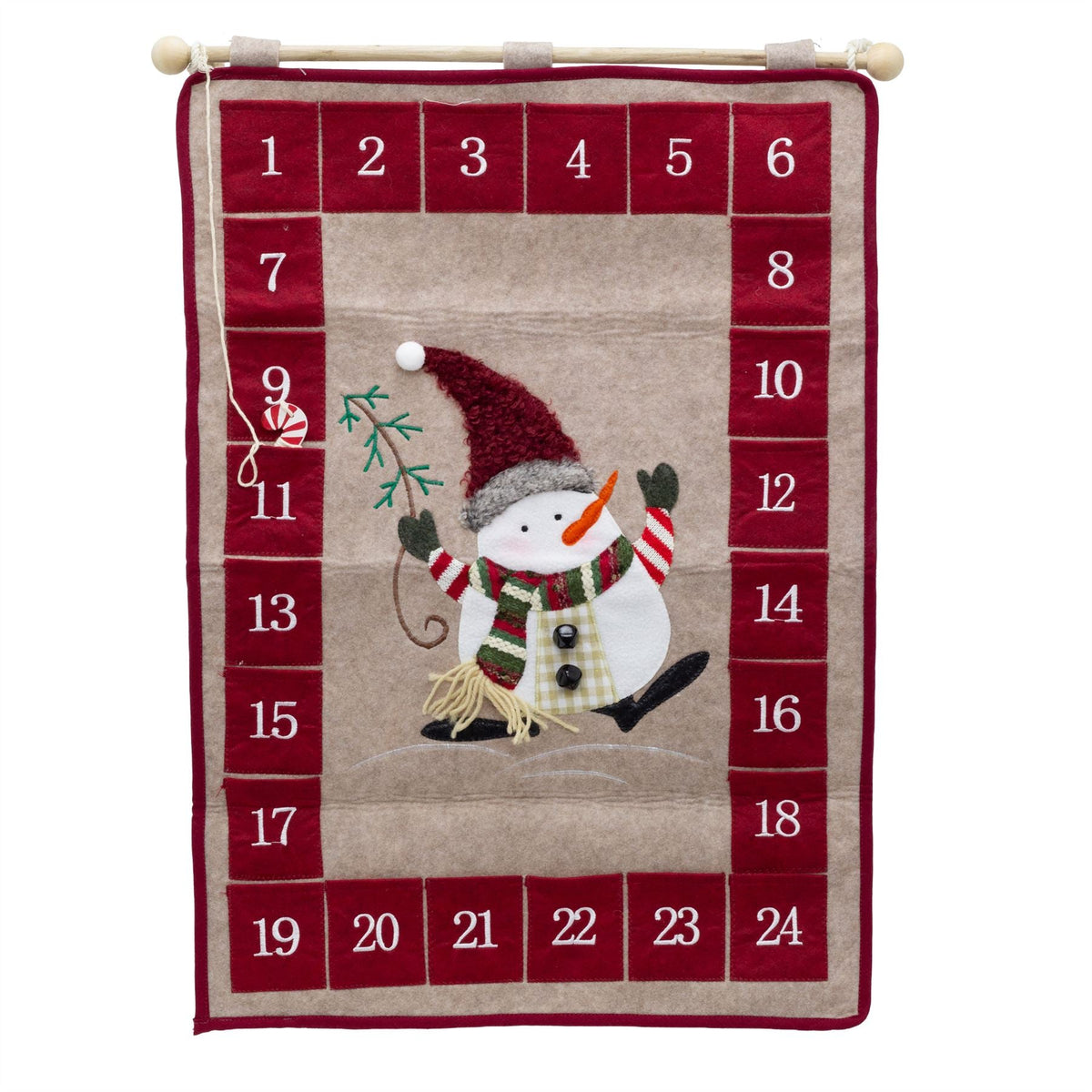 Fabric Snowman Christmas Advent Calendar | 24-Pocket Hanging Calendar for Kids Advent Calendar - Tophatter Daily Deals
