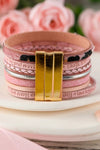 Pink Leopard Letter Print Heart Shaped Magnetic Buckle Bracelet Bracelets - Tophatter Daily Deals