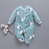 Autumn and winter flannel fleece warmth one-piece romper Blue 0 - Tophatter Daily Deals
