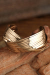 Gold Textured Crossover Metal Cuff Wide Bracelet Bracelets - Tophatter Daily Deals