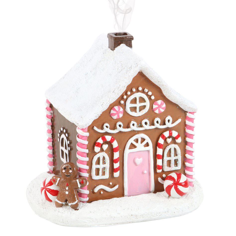 Pink Gingerbread House Incense Burner | Christmas Ornament with Cinnamon Cones Oil Burner - Tophatter Daily Deals