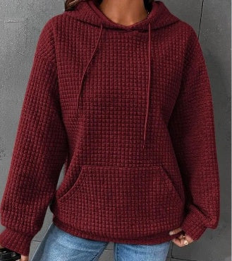 Soft Cozy Women’s Hoodie Sweater - Waffle Knit Layering Red 3D Changing Face Moving Picture Frame - Tophatter Daily Deals