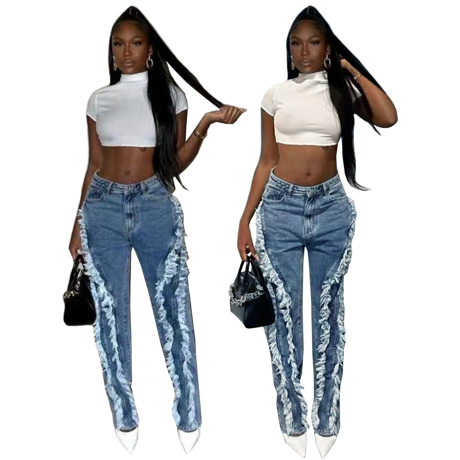 Beauty Dress Fried Salt Raw Edge Fashion Jeans Women 0 - Tophatter Daily Deals