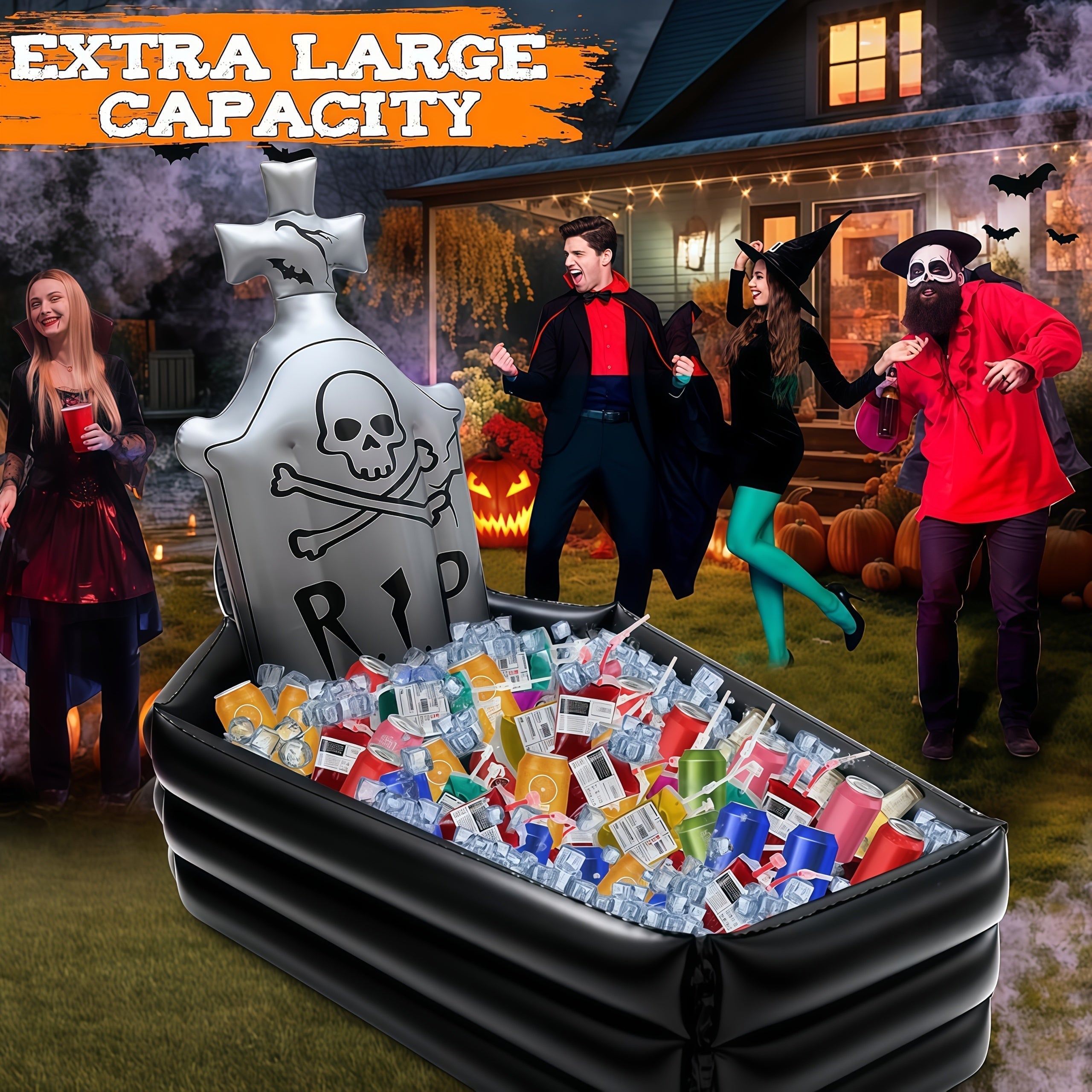 Tombstone Halloween Decoration with Pirate Skull Halloween - Tophatter Daily Deals