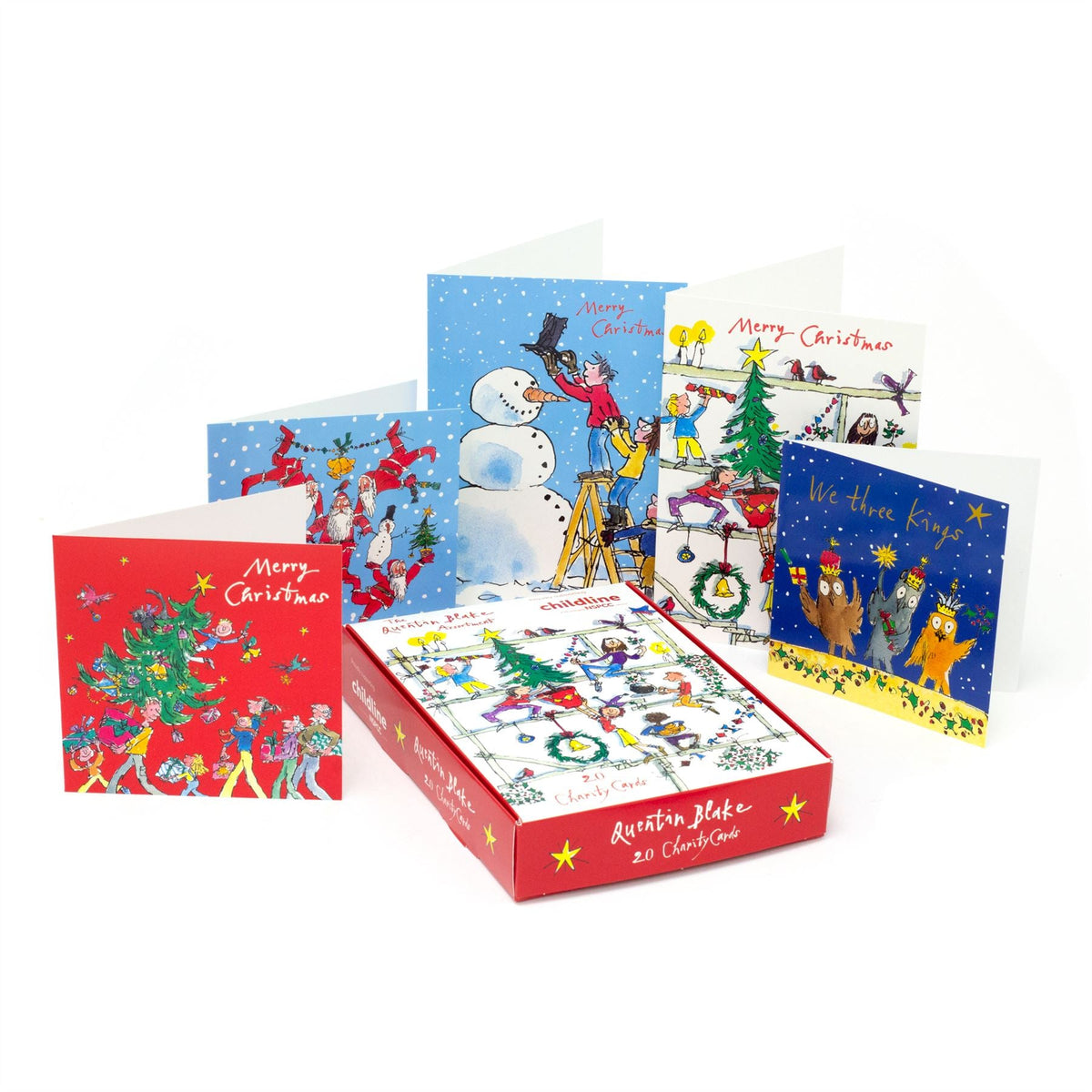 Quentin Blake Charity Christmas Cards | Box of 20 Christmas Cards with 5 Designs Greeting Card - Tophatter Daily Deals